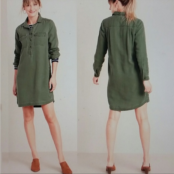 Old Navy Dresses & Skirts - old navy army green utility shirt dress XL